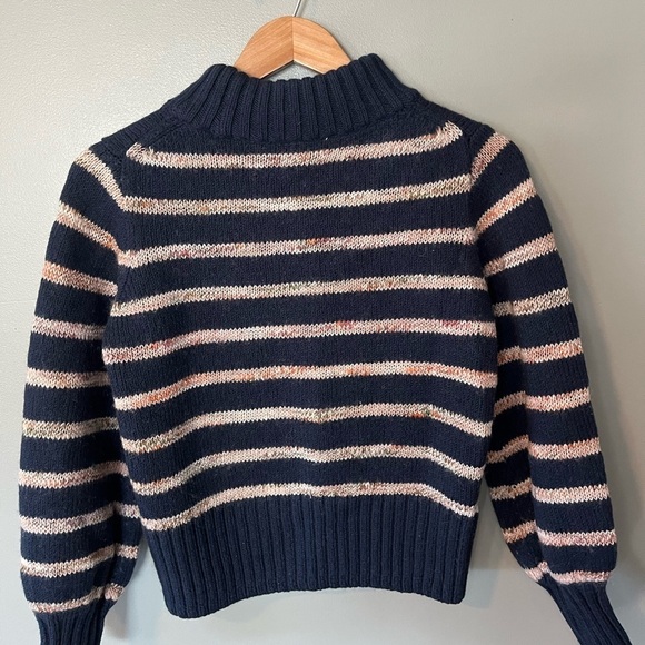 Madewell Wool Blend Striped Metcalf Mockneck Sweater Dark Nightfall - Picture 7 of 12